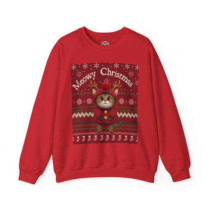 Meowy Christmas Crewneck Sweatshirt for Cat Lovers