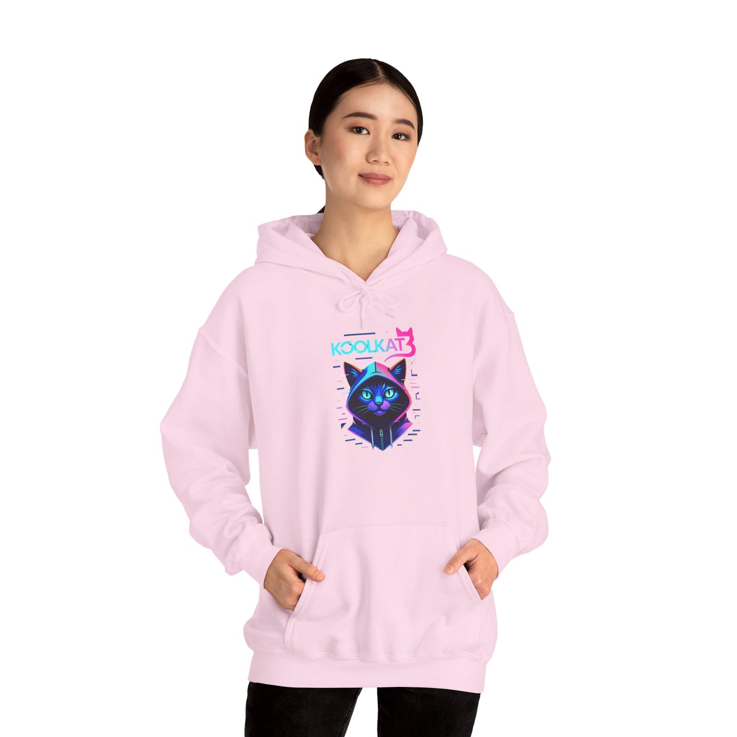 Cat Cyberpunk Hoodie - Kookikat Neon Retro Futuristic Graphic Hooded Sweatshirt