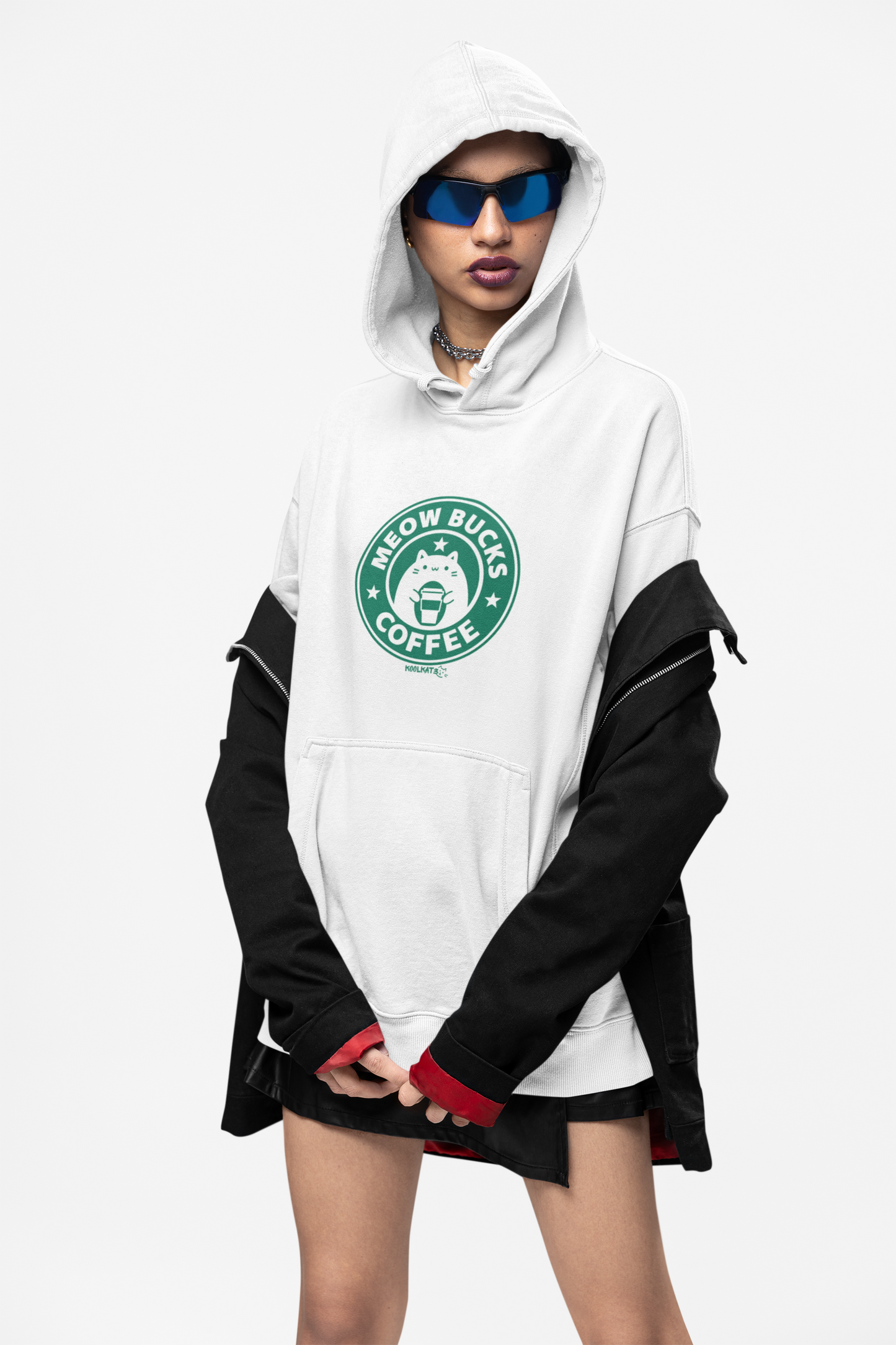 Cozy Unisex Hoodie - Meow Bucks Coffee Design, Perfect for Cat Lovers, Gift for Pet Owners, Casual Wear, Coffee Lovers