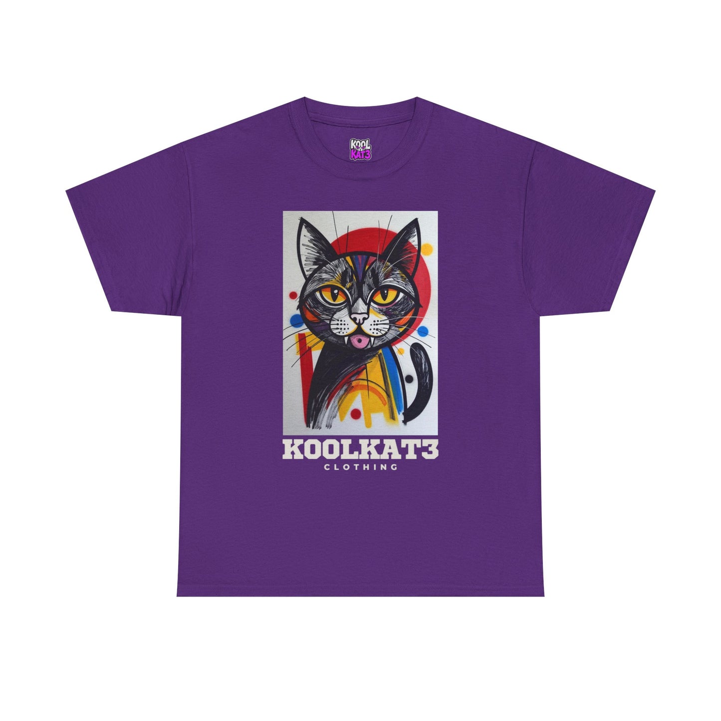 Cat Portrait T‑Shirt — Colorful KoolKat3 Graphic Tee