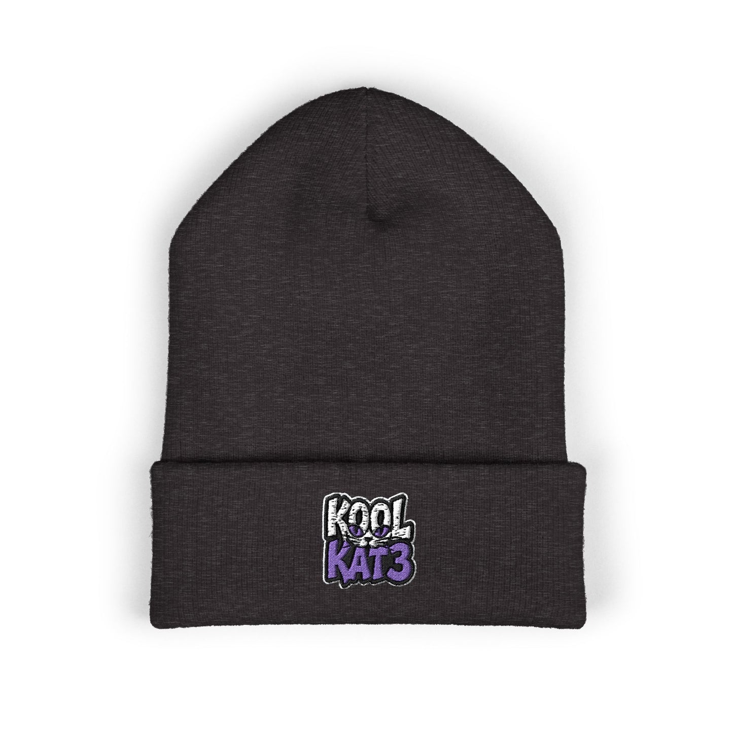 Embroidered "Kool Kat3" Cuffed Beanie — Cozy Streetwear Knit Hat