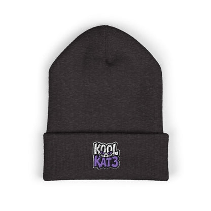 Embroidered "Kool Kat3" Cuffed Beanie — Cozy Streetwear Knit Hat