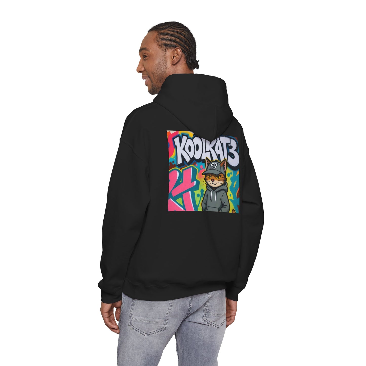 KoolKat3 Graffiti Cat Hoodie — Streetwear Pullover with KoolKat3 Logo