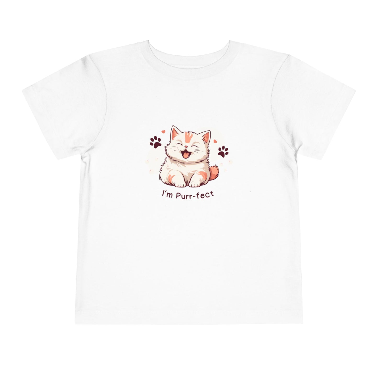 Adorable Toddler Cat Tee Shirt, Perfect Gift for Cat Lovers, Cute Baby T-Shirt for Birthdays, Pet-themed Apparel, Toddler Short Sleeve Top