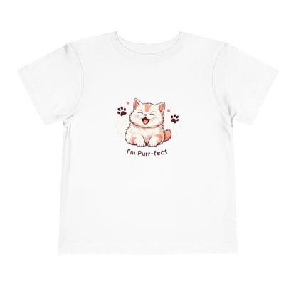 Adorable Toddler Cat Tee Shirt, Perfect Gift for Cat Lovers, Cute Baby T-Shirt for Birthdays, Pet-themed Apparel, Toddler Short Sleeve Top