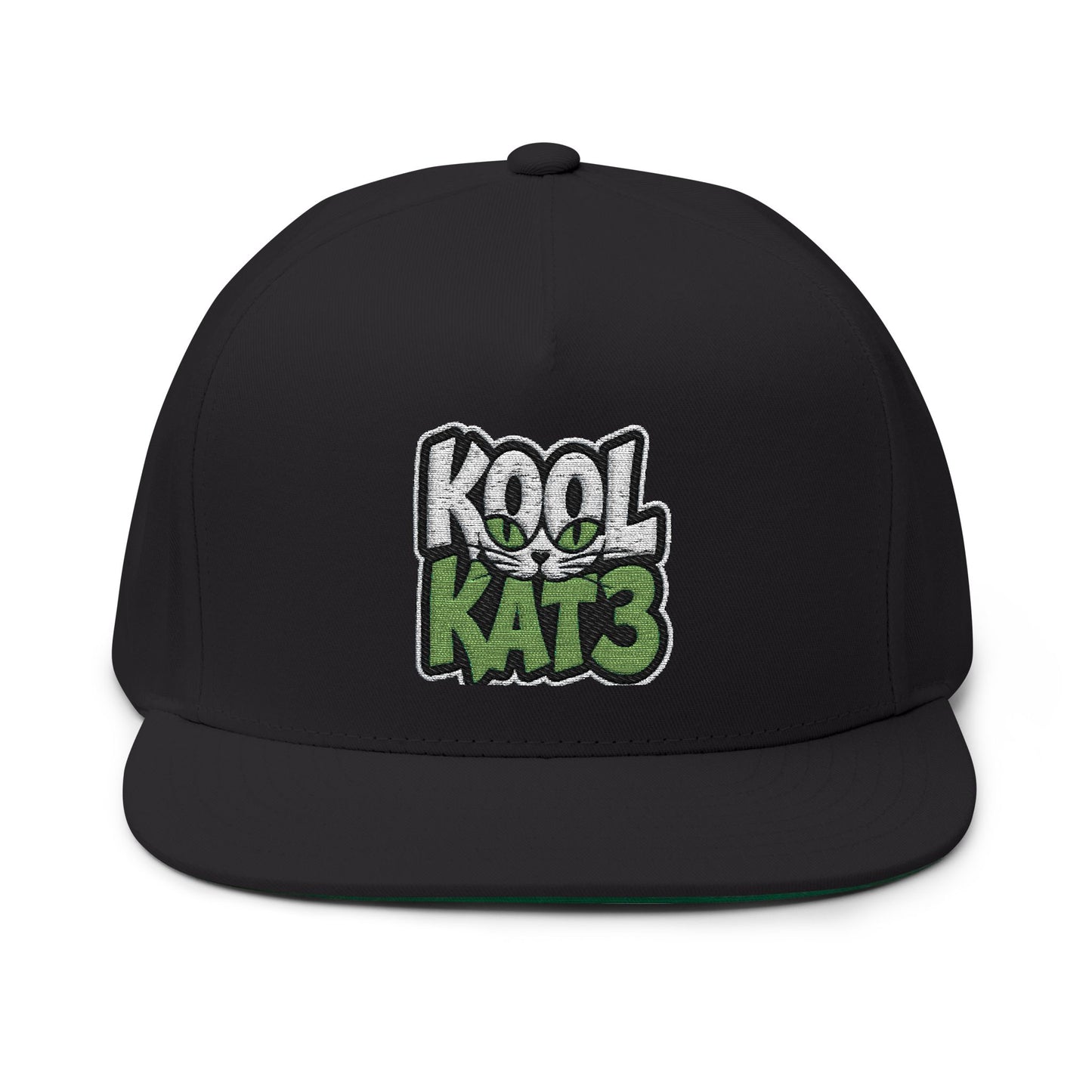 Flat Bill Cap — Kool Kat3 Embroidered Snapback Hat