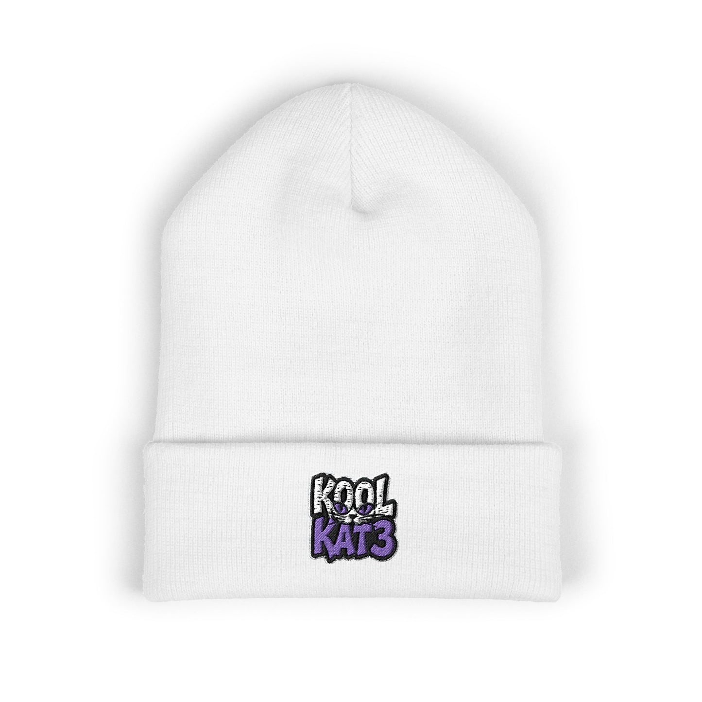 Embroidered "Kool Kat3" Cuffed Beanie — Cozy Streetwear Knit Hat