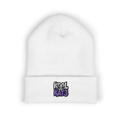 Embroidered "Kool Kat3" Cuffed Beanie — Cozy Streetwear Knit Hat