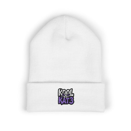 Embroidered "Kool Kat3" Cuffed Beanie — Cozy Streetwear Knit Hat