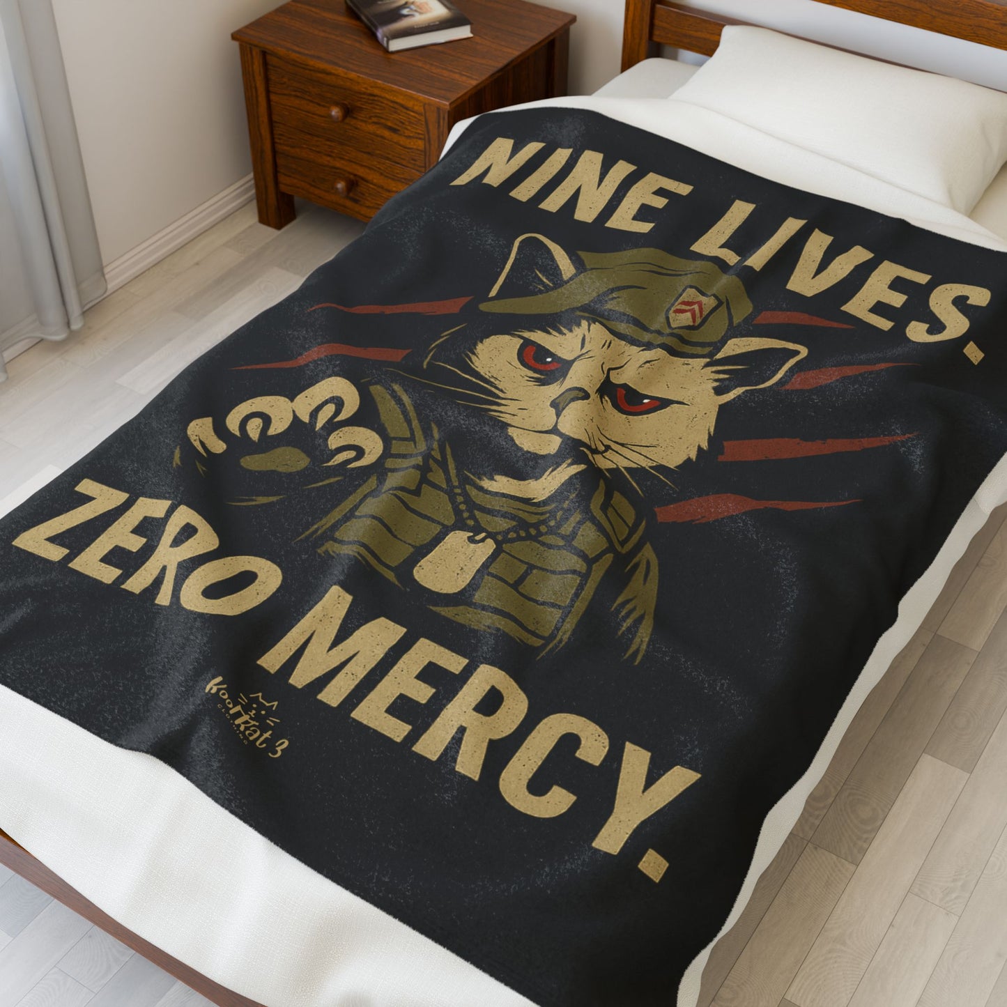 Military Cat Plush Blanket, Cozy Fleece Throw, Cat Lover Gift, Unique Home Decor, Comfort Blanket for All Occasions