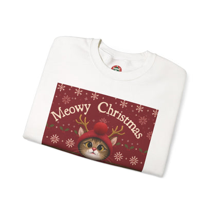 Meowy Christmas Crewneck Sweatshirt for Cat Lovers