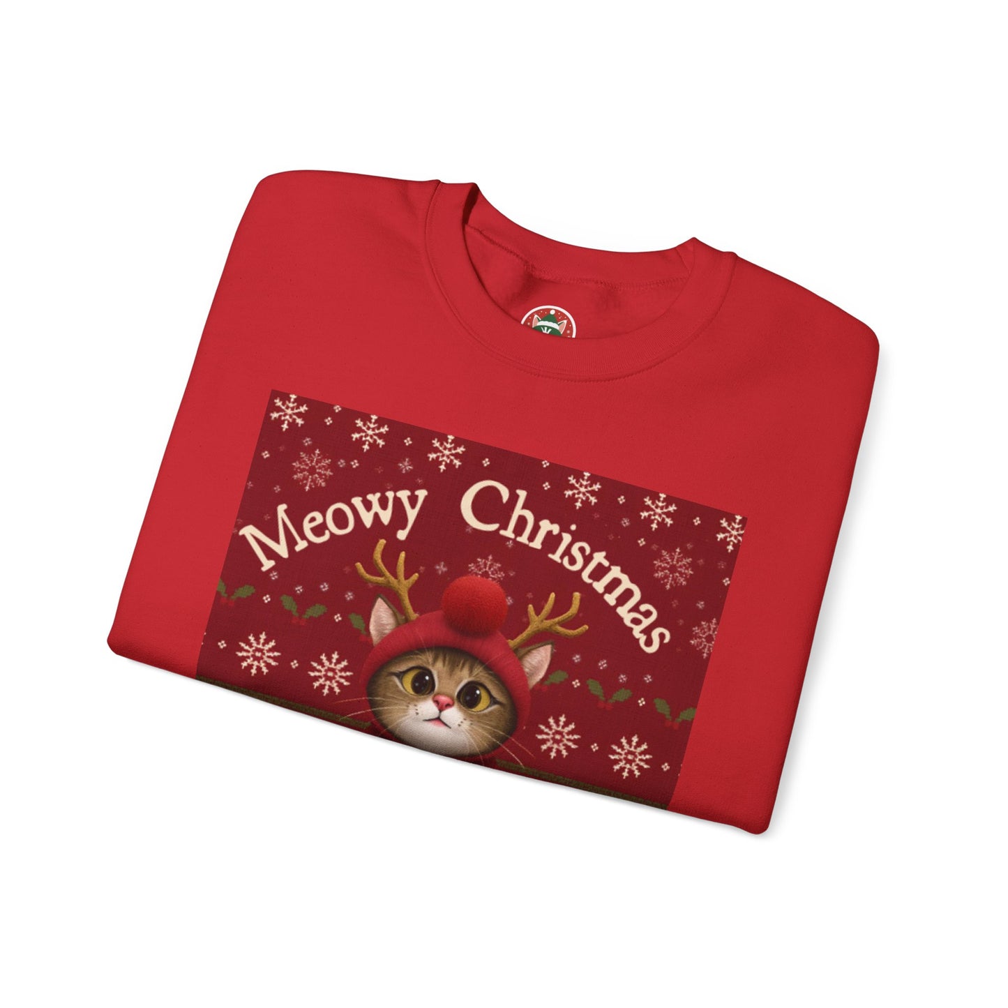 Meowy Christmas Crewneck Sweatshirt for Cat Lovers