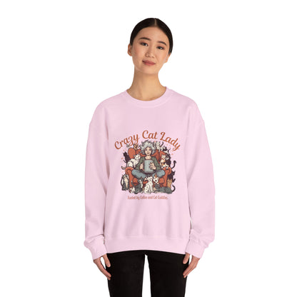 Crewneck Sweatshirt — "Crazy Cat Lady" Illustrated Cat Lover Sweater