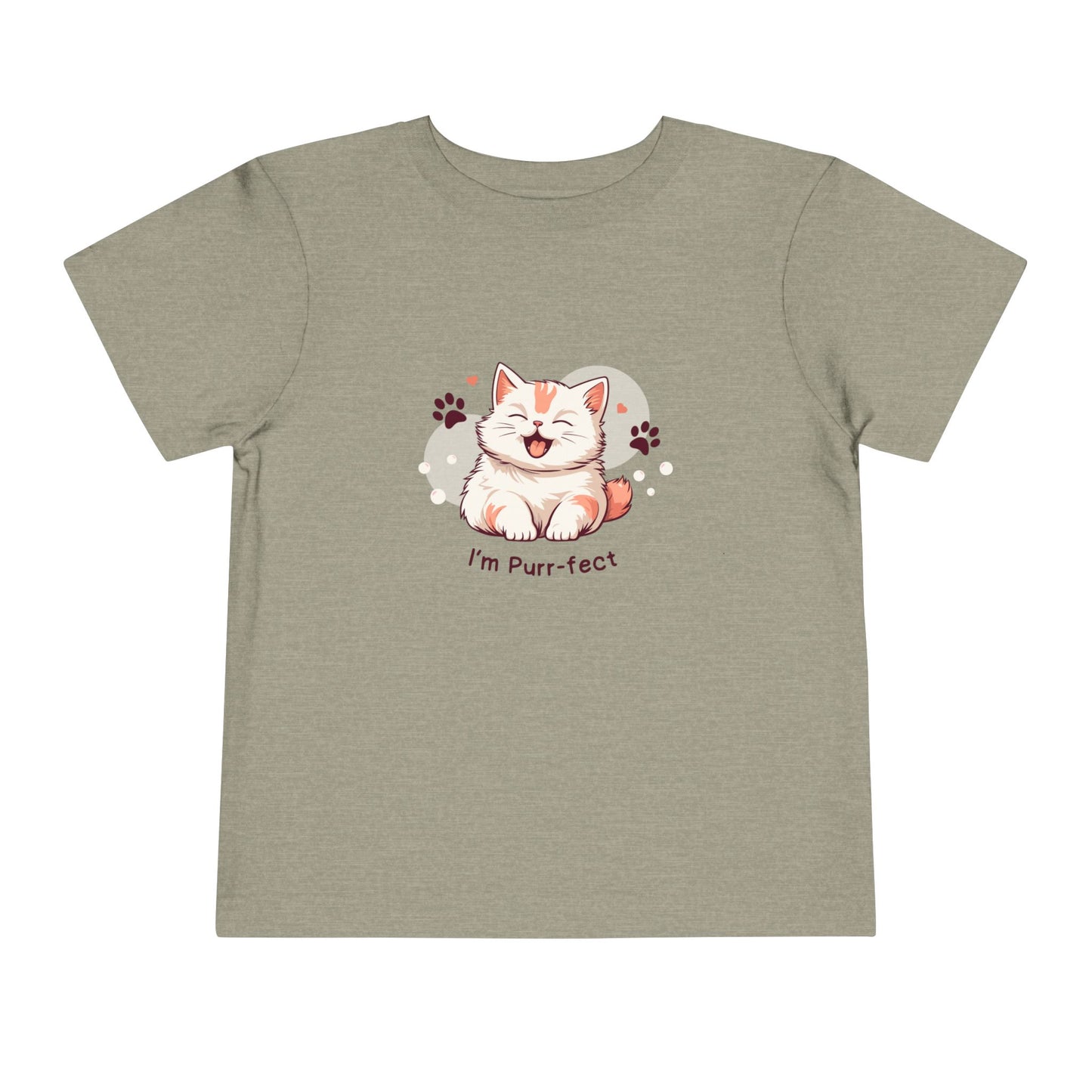 Adorable Toddler Cat Tee Shirt, Perfect Gift for Cat Lovers, Cute Baby T-Shirt for Birthdays, Pet-themed Apparel, Toddler Short Sleeve Top