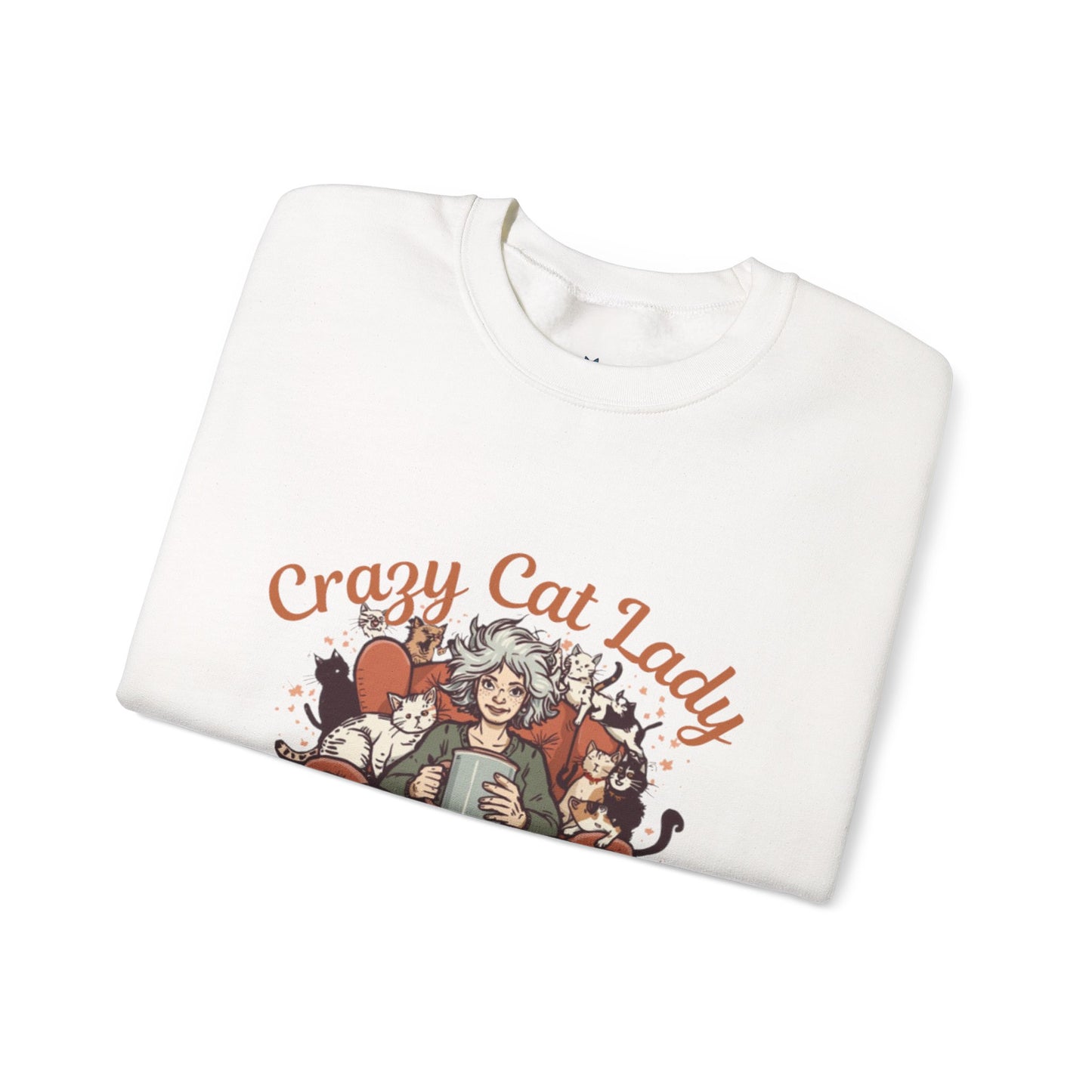 Crewneck Sweatshirt — "Crazy Cat Lady" Illustrated Cat Lover Sweater