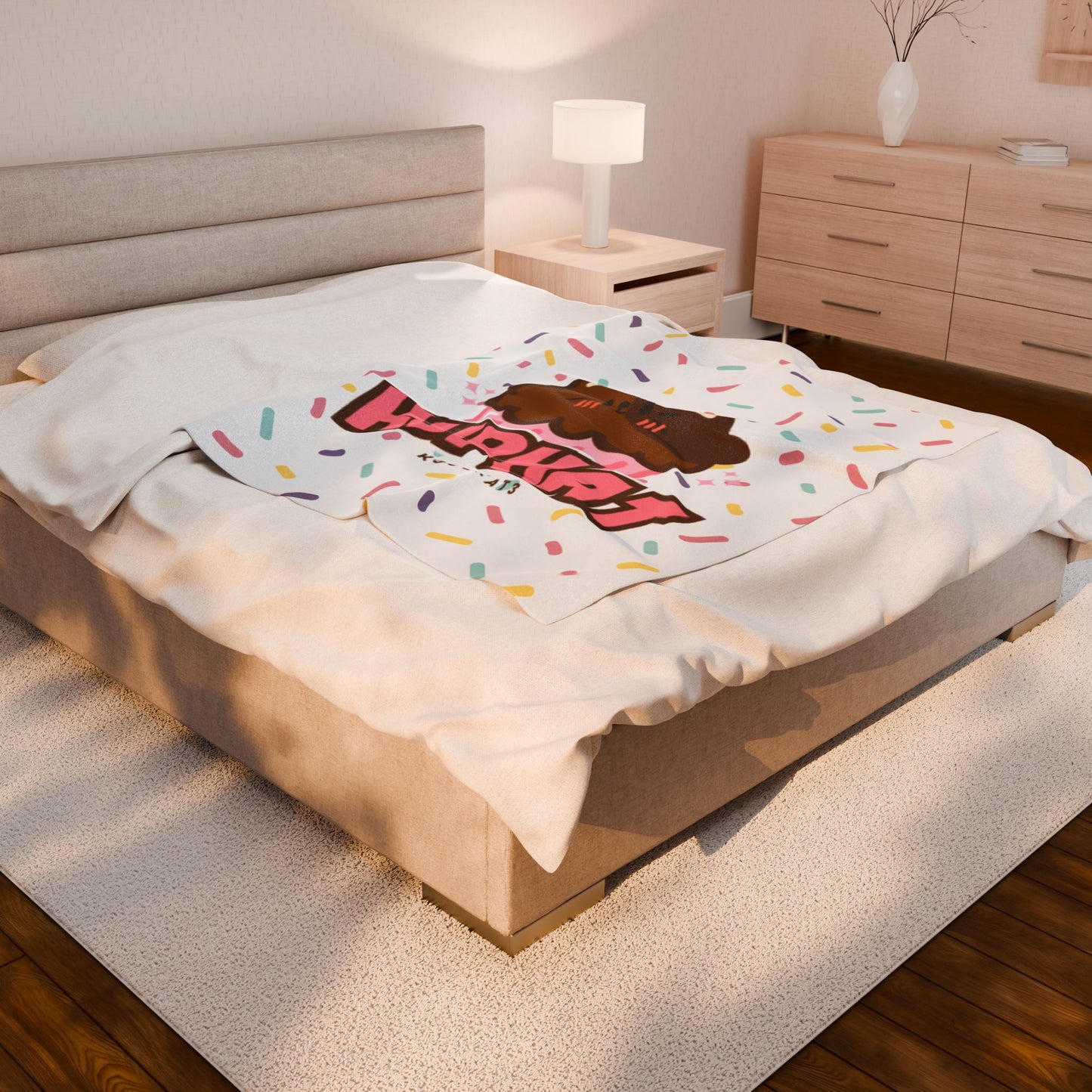 Cute Cartoon Bear Plush Blanket with Sprinkles, Cozy Throw for Kids, Nursery Decor, Birthday Gift, Soft Neighbors' Night In