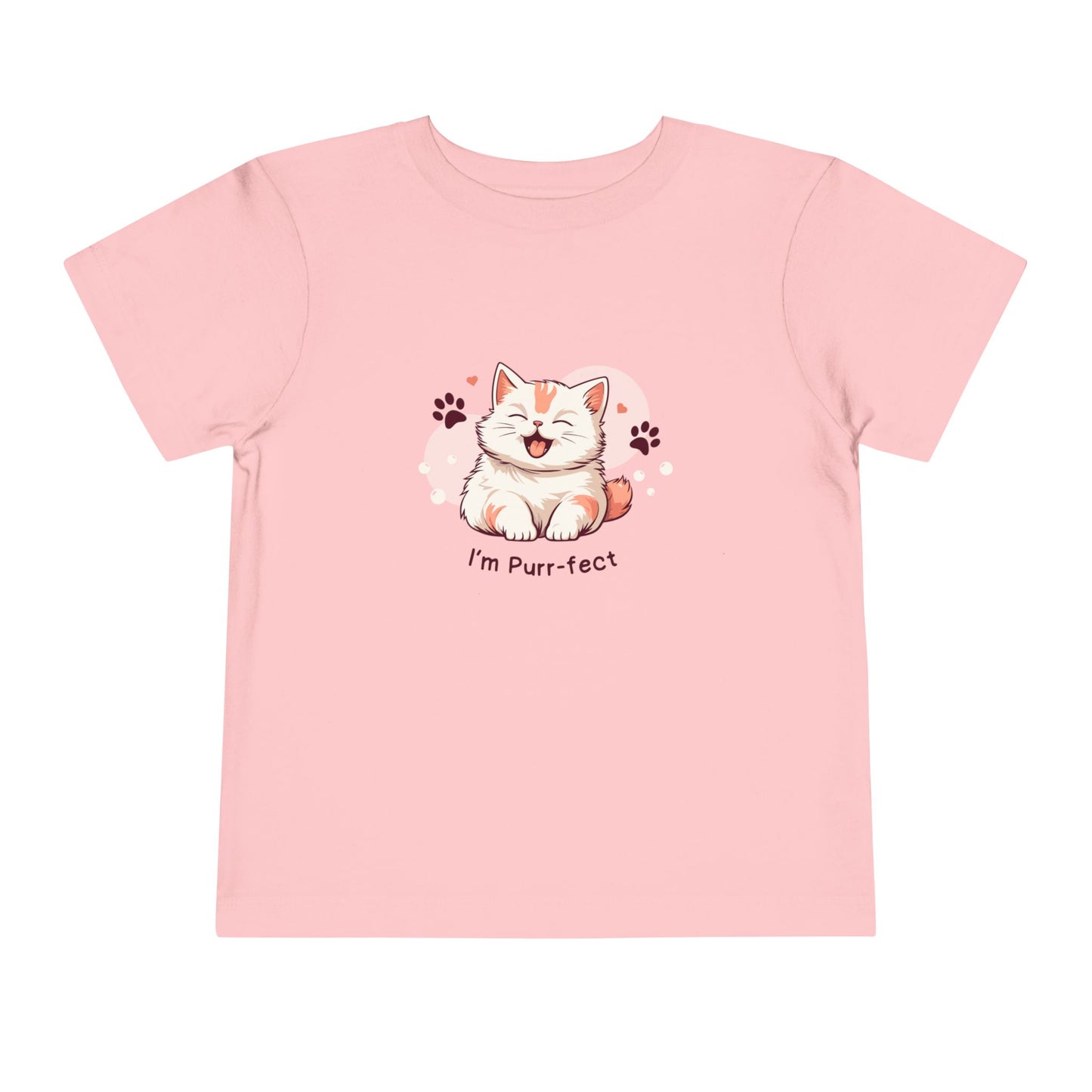 Adorable Toddler Cat Tee Shirt, Perfect Gift for Cat Lovers, Cute Baby T-Shirt for Birthdays, Pet-themed Apparel, Toddler Short Sleeve Top