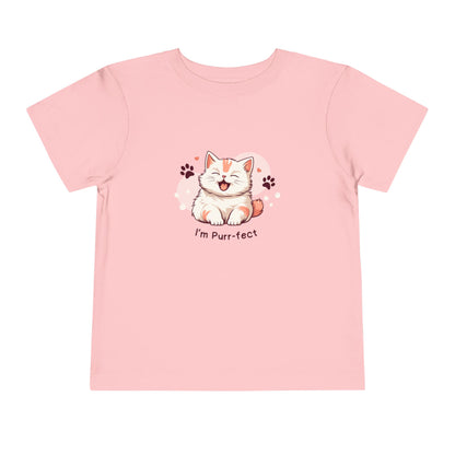 Adorable Toddler Cat Tee Shirt, Perfect Gift for Cat Lovers, Cute Baby T-Shirt for Birthdays, Pet-themed Apparel, Toddler Short Sleeve Top