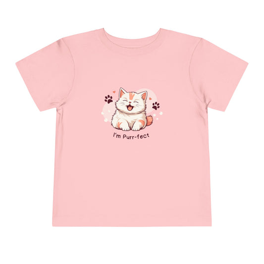 Adorable Toddler Cat Tee Shirt, Perfect Gift for Cat Lovers, Cute Baby T-Shirt for Birthdays, Pet-themed Apparel, Toddler Short Sleeve Top