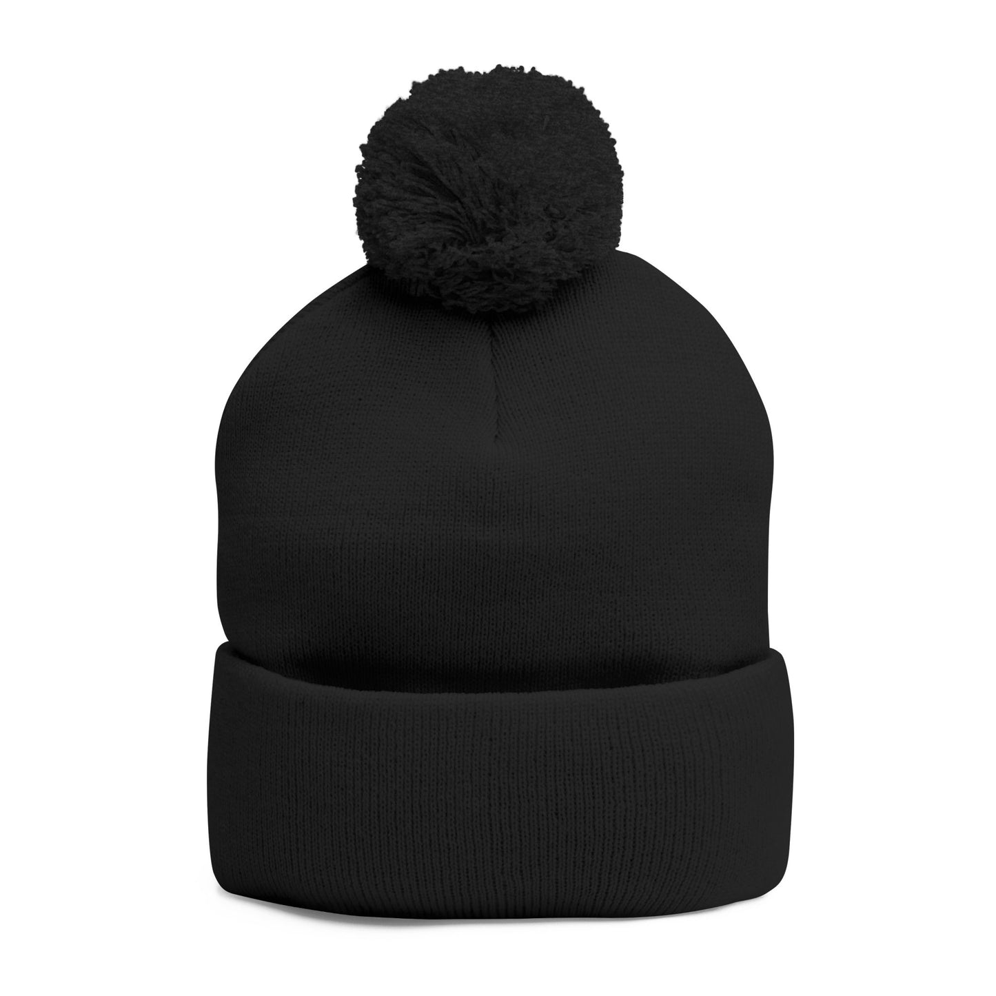 Kool Kat Embroidered Pom-Pom Knit Cap — Gray Winter Beanie