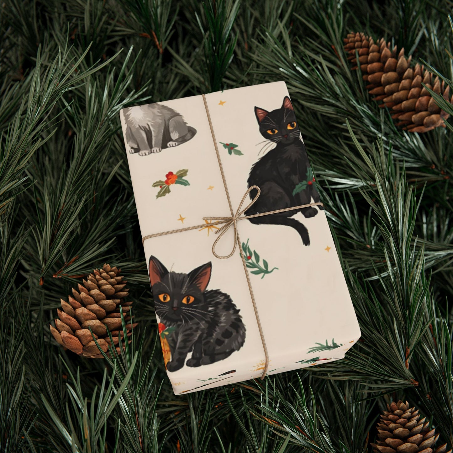 Festive Gift Wrapping Paper Roll - Holiday Designs with Pineapples and Candy Canes
