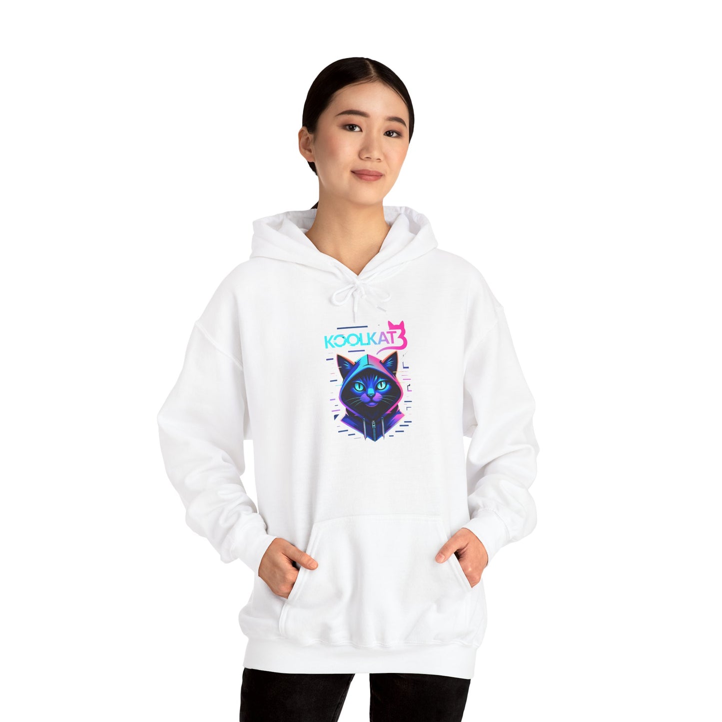 Cat Cyberpunk Hoodie - Kookikat Neon Retro Futuristic Graphic Hooded Sweatshirt