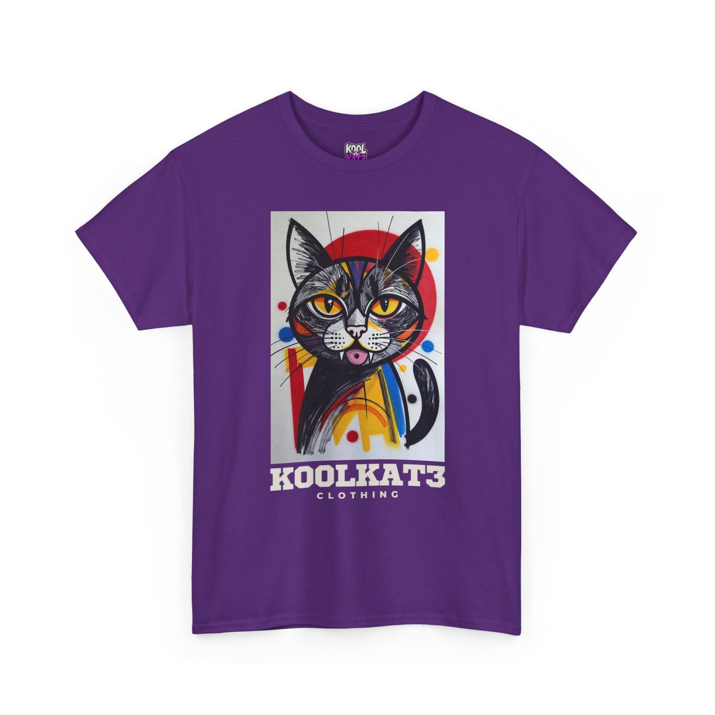 Cat Portrait T‑Shirt — Colorful KoolKat3 Graphic Tee