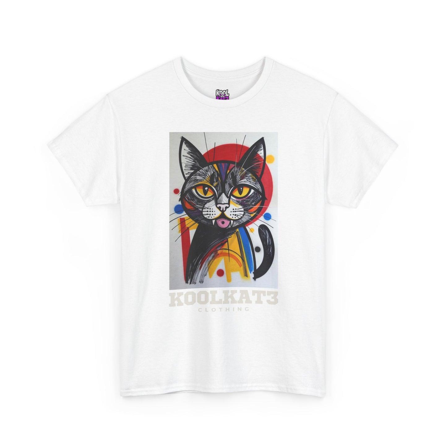 Cat Portrait T‑Shirt — Colorful KoolKat3 Graphic Tee