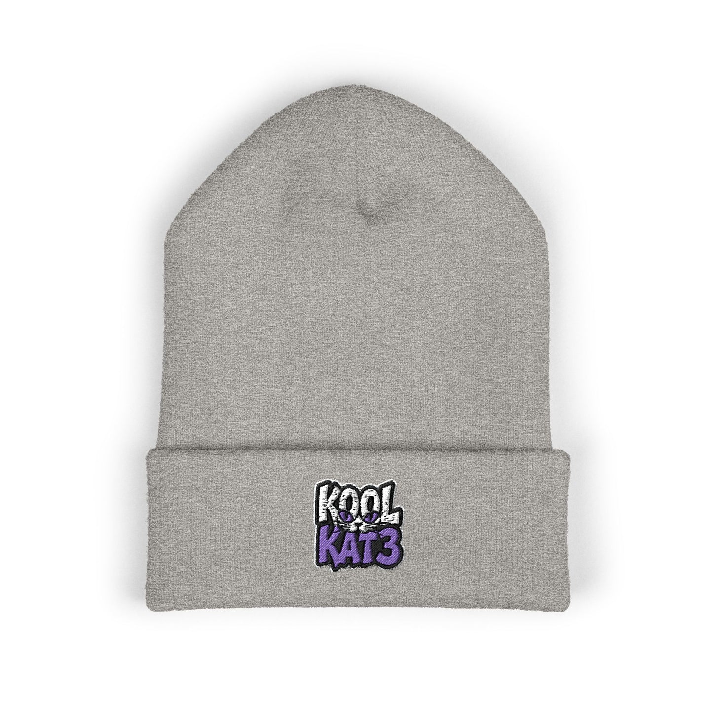 Embroidered "Kool Kat3" Cuffed Beanie — Cozy Streetwear Knit Hat