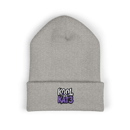 Embroidered "Kool Kat3" Cuffed Beanie — Cozy Streetwear Knit Hat
