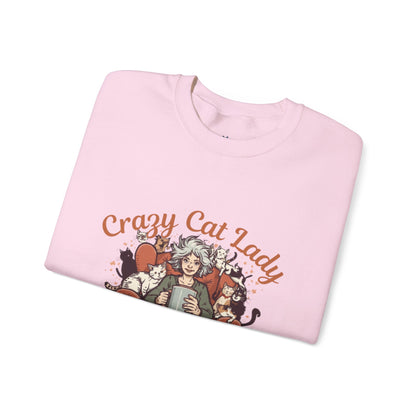 Crewneck Sweatshirt — "Crazy Cat Lady" Illustrated Cat Lover Sweater