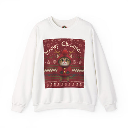 Meowy Christmas Crewneck Sweatshirt for Cat Lovers