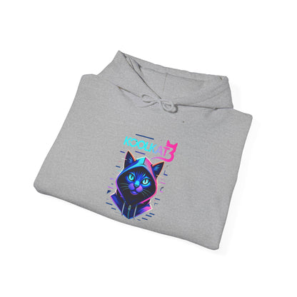 Cat Cyberpunk Hoodie - Kookikat Neon Retro Futuristic Graphic Hooded Sweatshirt