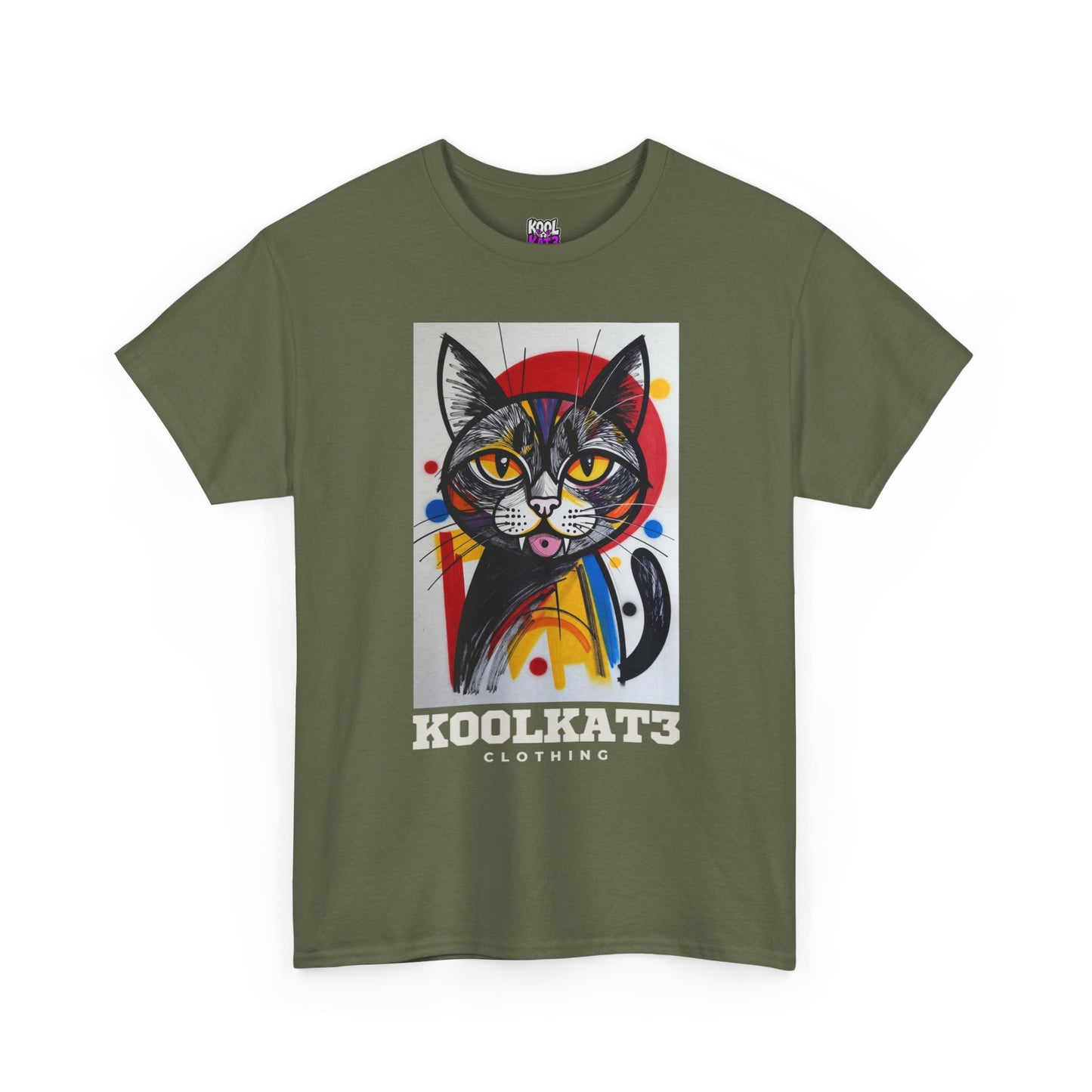 Cat Portrait T‑Shirt — Colorful KoolKat3 Graphic Tee