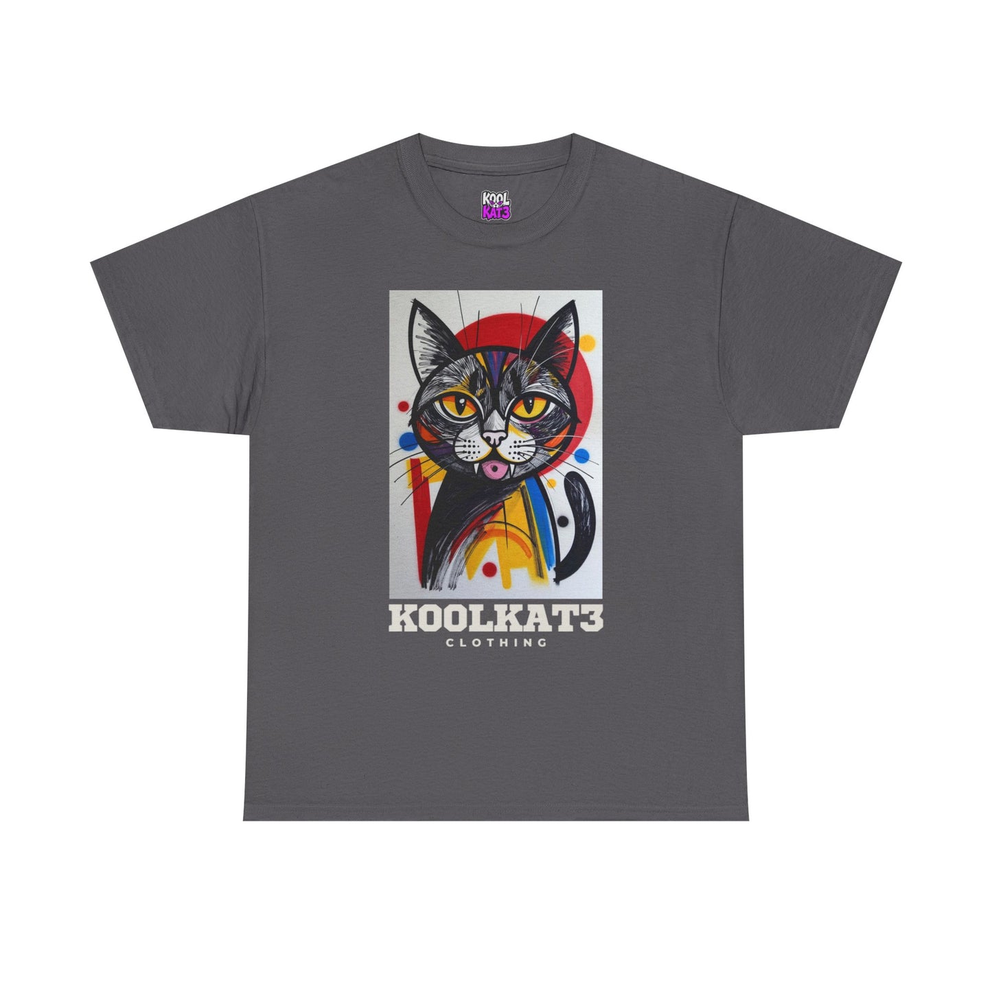 Cat Portrait T‑Shirt — Colorful KoolKat3 Graphic Tee