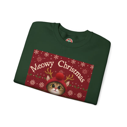 Meowy Christmas Crewneck Sweatshirt for Cat Lovers