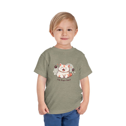 Adorable Toddler Cat Tee Shirt, Perfect Gift for Cat Lovers, Cute Baby T-Shirt for Birthdays, Pet-themed Apparel, Toddler Short Sleeve Top