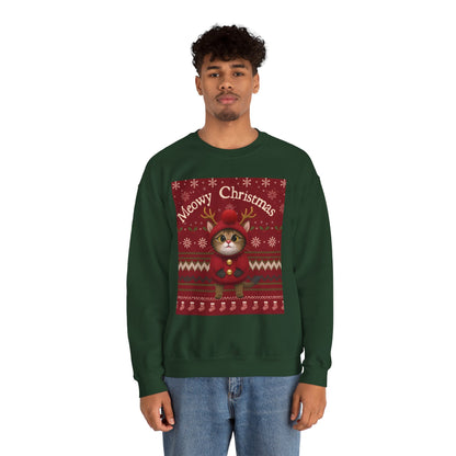 Meowy Christmas Crewneck Sweatshirt for Cat Lovers