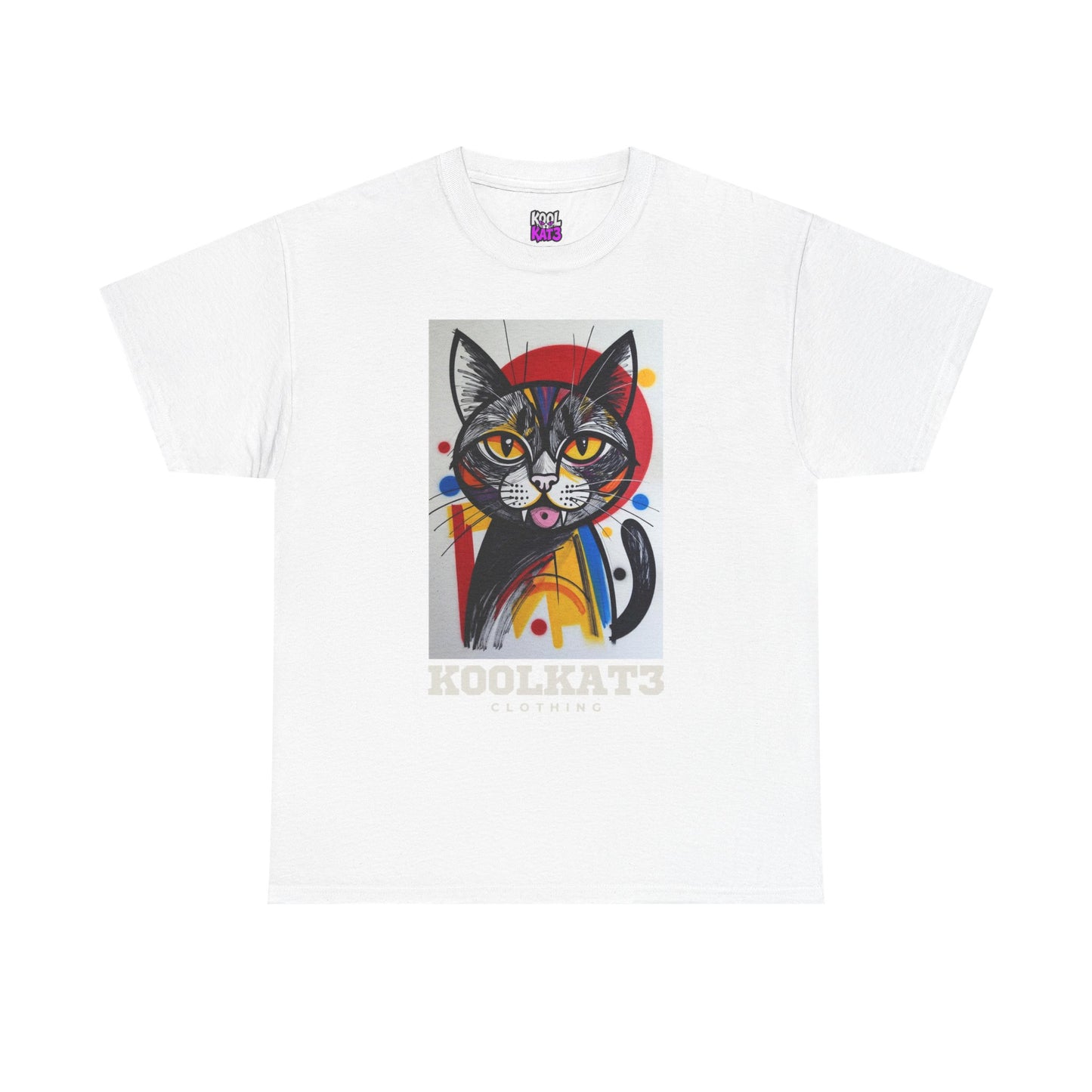 Cat Portrait T‑Shirt — Colorful KoolKat3 Graphic Tee