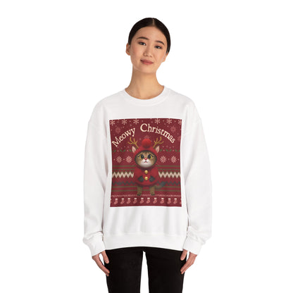 Meowy Christmas Crewneck Sweatshirt for Cat Lovers