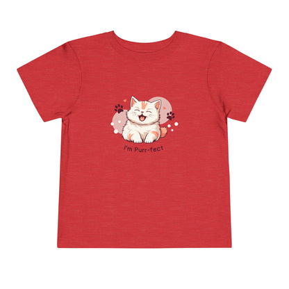Adorable Toddler Cat Tee Shirt, Perfect Gift for Cat Lovers, Cute Baby T-Shirt for Birthdays, Pet-themed Apparel, Toddler Short Sleeve Top