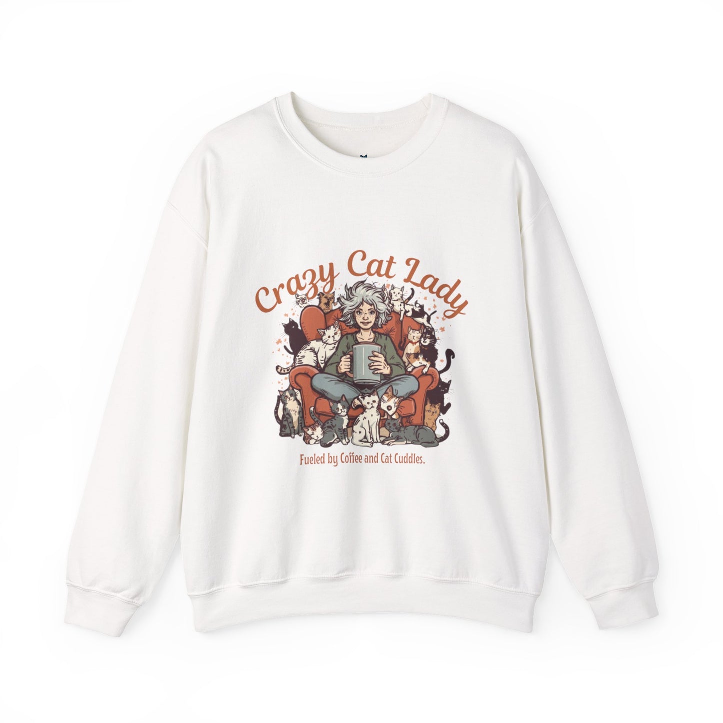 Crewneck Sweatshirt — "Crazy Cat Lady" Illustrated Cat Lover Sweater