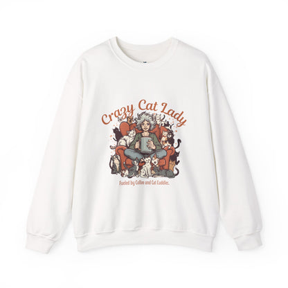Crewneck Sweatshirt — "Crazy Cat Lady" Illustrated Cat Lover Sweater