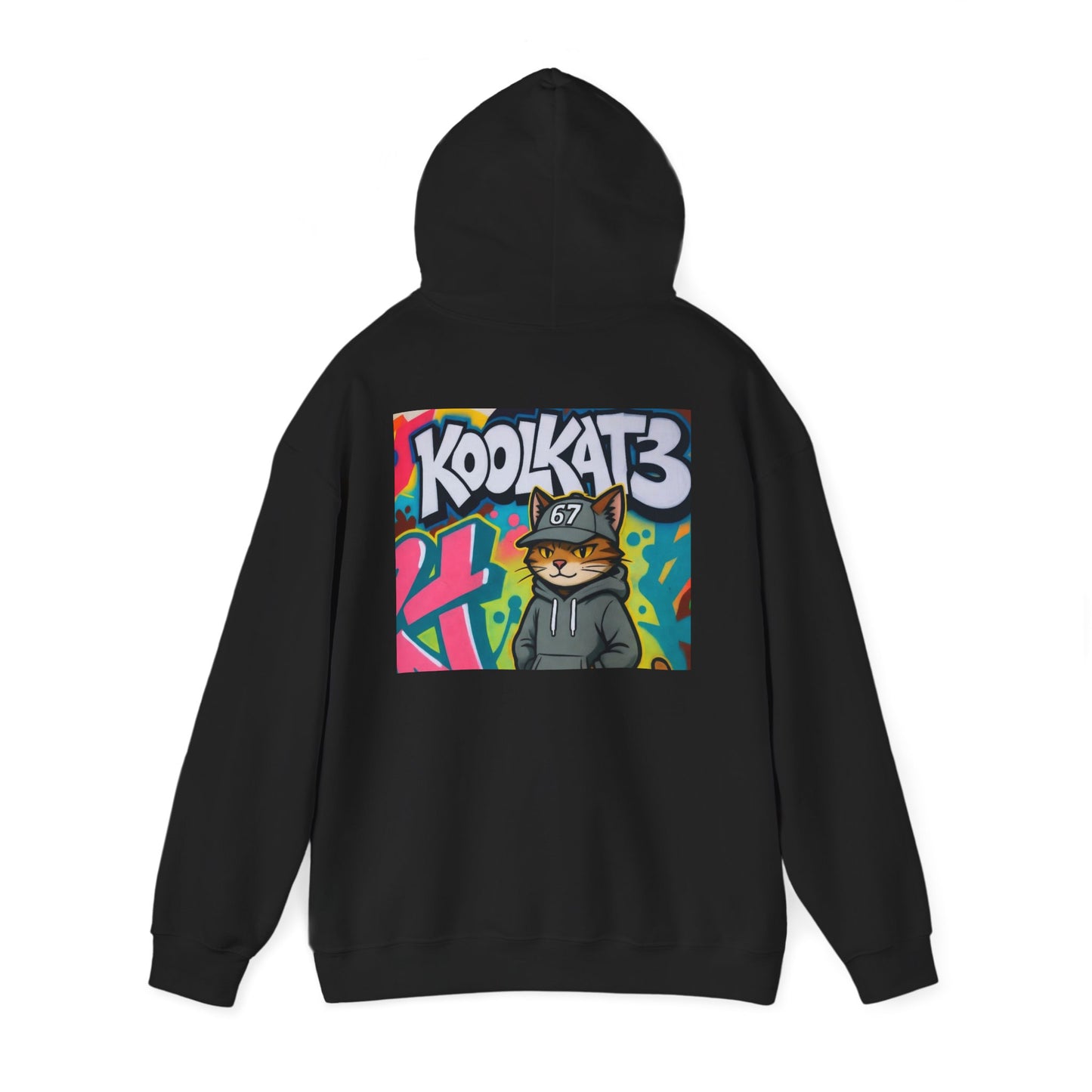 KoolKat3 Graffiti Cat Hoodie — Streetwear Pullover with KoolKat3 Logo