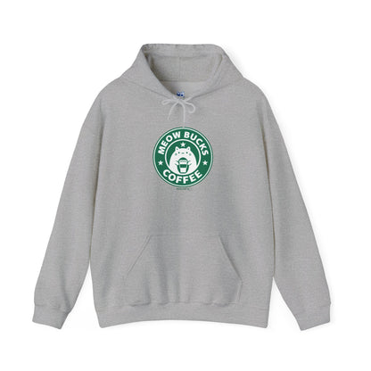 Cozy Unisex Hoodie - Meow Bucks Coffee Design, Perfect for Cat Lovers, Gift for Pet Owners, Casual Wear, Coffee Lovers
