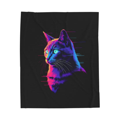 Neon Cat Velveteen Plush Blanket