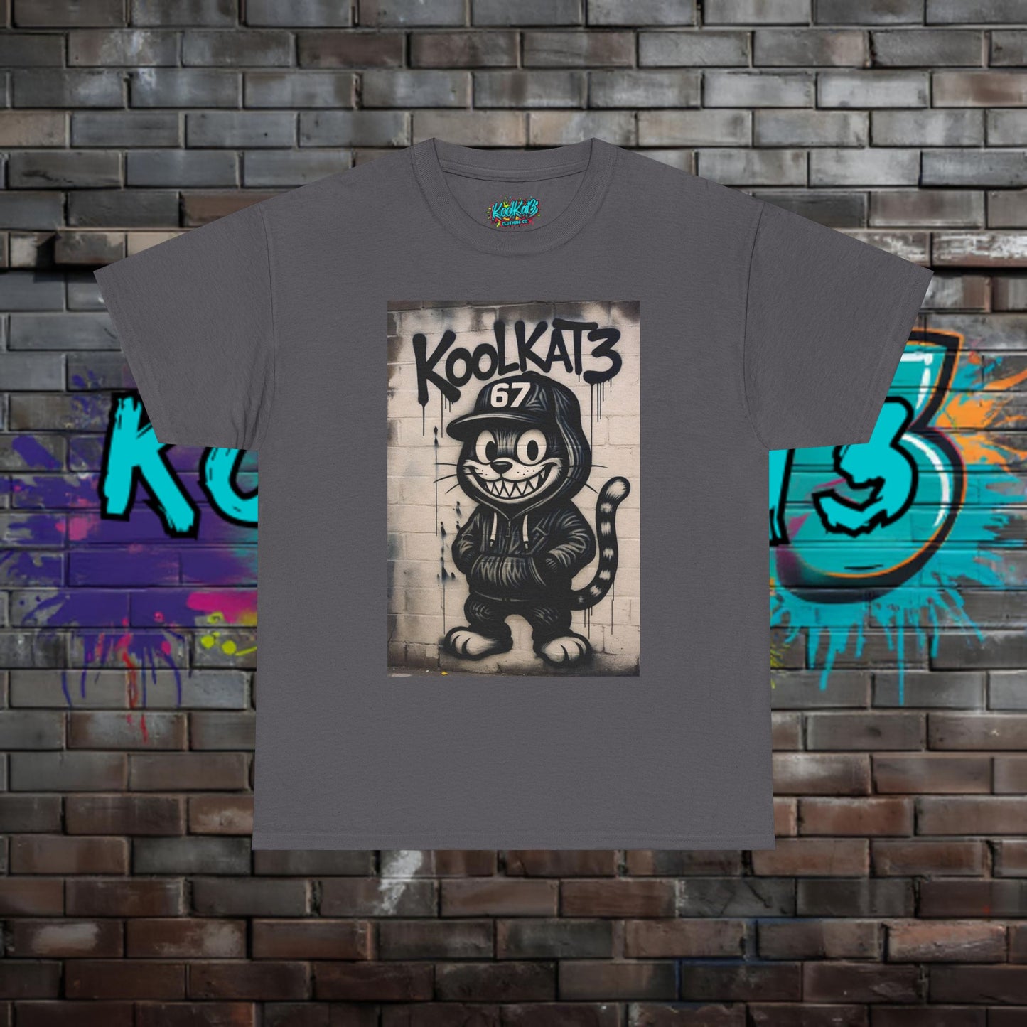 KoolKat3 Street Art Cat T‑Shirt — Retro Graffiti Cartoon Tee