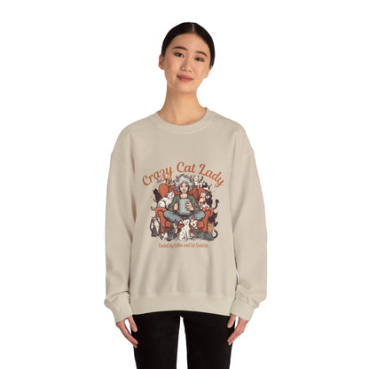 Crewneck Sweatshirt — "Crazy Cat Lady" Illustrated Cat Lover Sweater