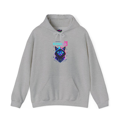 Cat Cyberpunk Hoodie - Kookikat Neon Retro Futuristic Graphic Hooded Sweatshirt