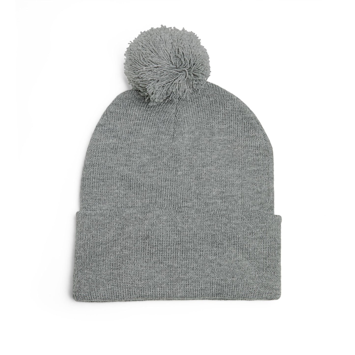 Kool Kat Embroidered Pom-Pom Knit Cap — Gray Winter Beanie